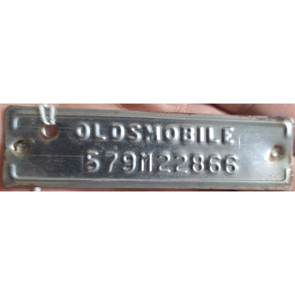 Vintage 1957 Oldsmobile 98 Data Plate Tag Metal Automobilia